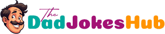 The Dad Jokes Hub logo featuring a smiling cartoon dad with colorful text