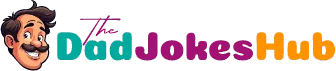 The Dad Jokes Hub logo featuring a smiling cartoon dad with colorful text