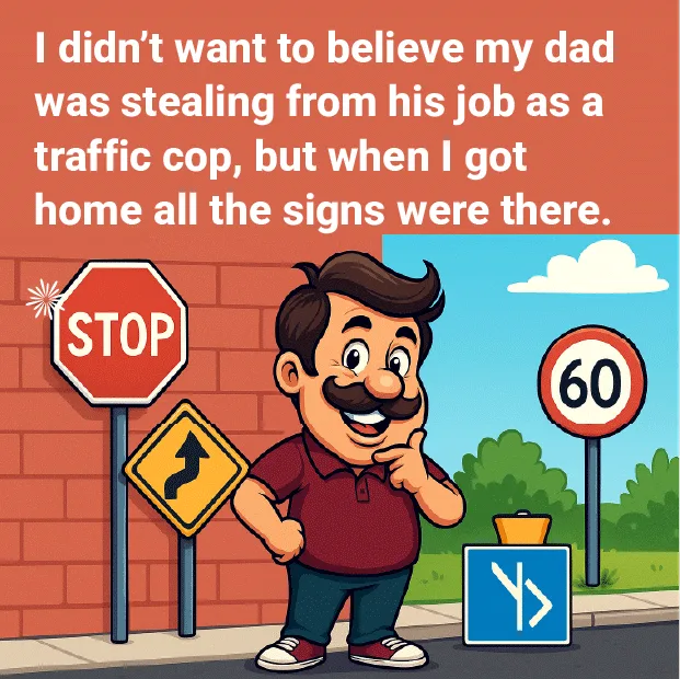 Dad Joke About Traffic Cop and Road Signs – Cartoon Style