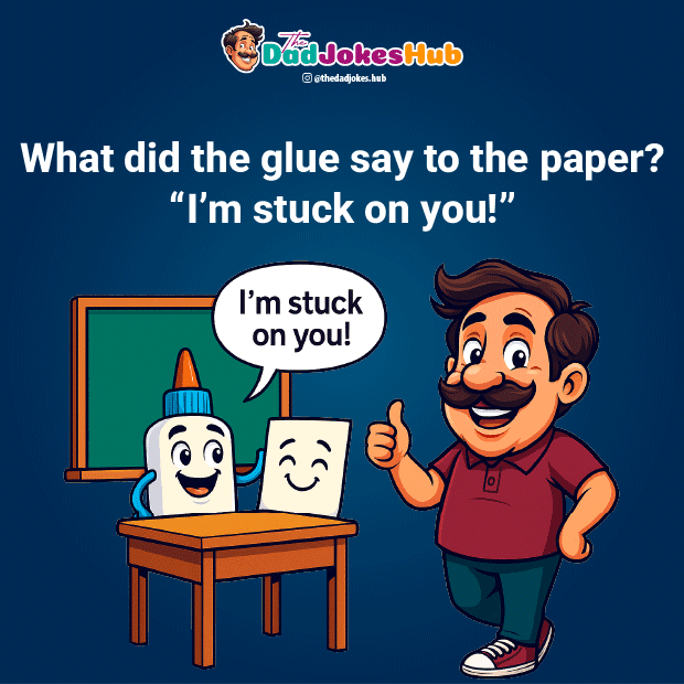 Glue and paper dad joke. School Dad Jokes illustration
